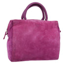 PRADA Hand Bag Suede Purple Gold Auth 185913-1