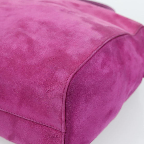 PRADA Hand Bag Suede Purple Gold Auth 185913