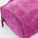 PRADA Hand Bag Suede Purple Gold Auth 185913-14