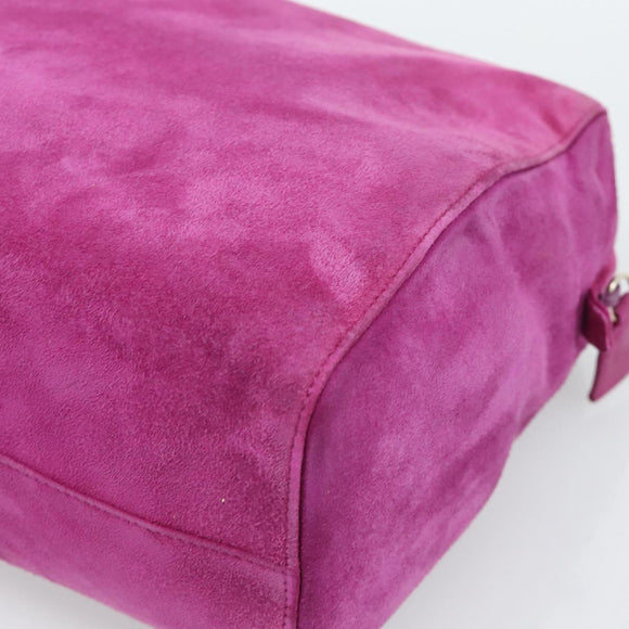 PRADA Hand Bag Suede Purple Gold Auth 185913