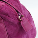 PRADA Hand Bag Suede Purple Gold Auth 185913-17