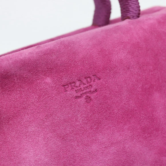 PRADA Hand Bag Suede Purple Gold Auth 185913