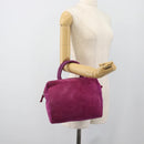 PRADA Hand Bag Suede Purple Gold Auth 185913-24
