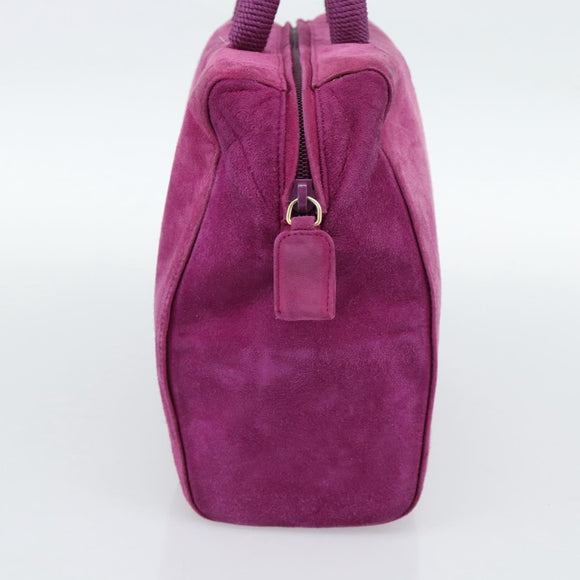 PRADA Hand Bag Suede Purple Gold Auth 185913