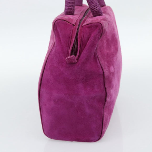 PRADA Hand Bag Suede Purple Gold Auth 185913