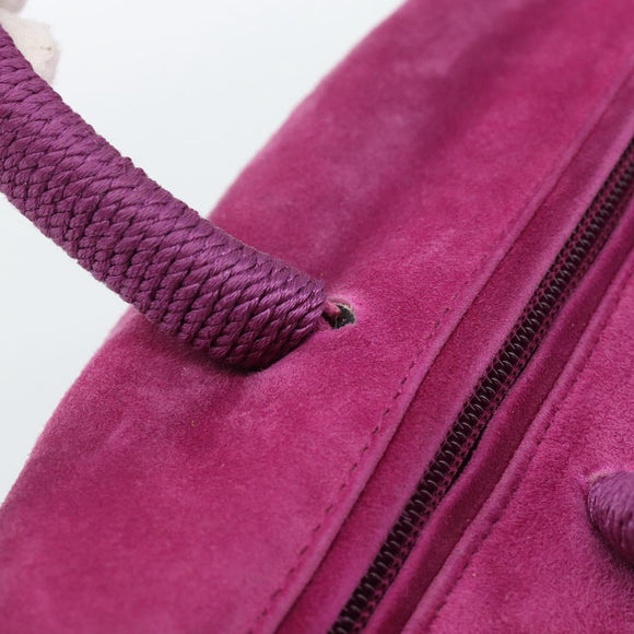 PRADA Hand Bag Suede Purple Gold Auth 185913