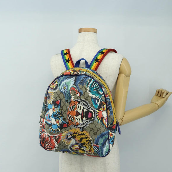 GUCCI Backpack PVC Beige Silver 501976 Auth 185915SM