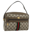GUCCI GG Supreme Web Sherry Line Bag PVC Beige Gold 68 02 004 Auth 185916-1