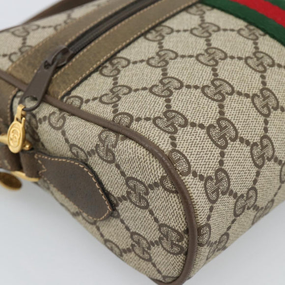 GUCCI GG Supreme Web Sherry Line Bag PVC Beige Gold 68 02 004 Auth 185916