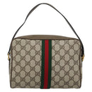 GUCCI GG Supreme Web Sherry Line Bag PVC Beige Gold 68 02 004 Auth 185916-3