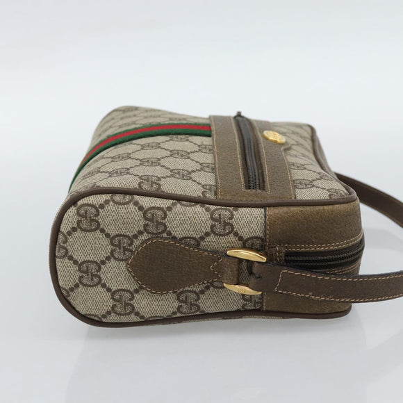 GUCCI GG Supreme Web Sherry Line Bag PVC Beige Gold 68 02 004 Auth 185916