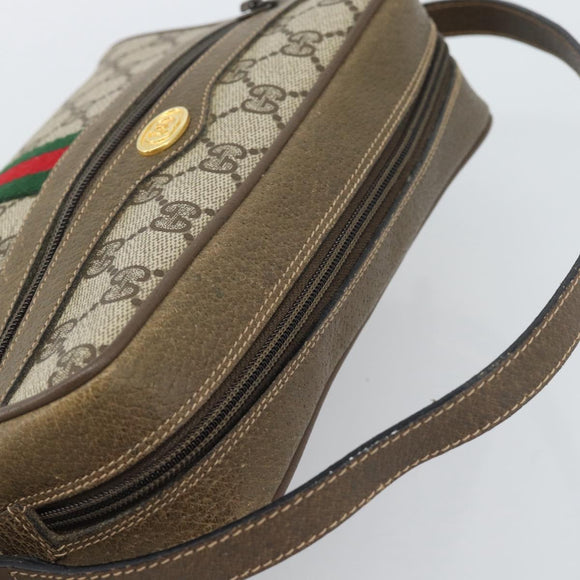 GUCCI GG Supreme Web Sherry Line Bag PVC Beige Gold 68 02 004 Auth 185916