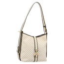CELINE Macadam Canvas Shoulder Bag PVC Leather Ivory Gold Auth 185917A-1