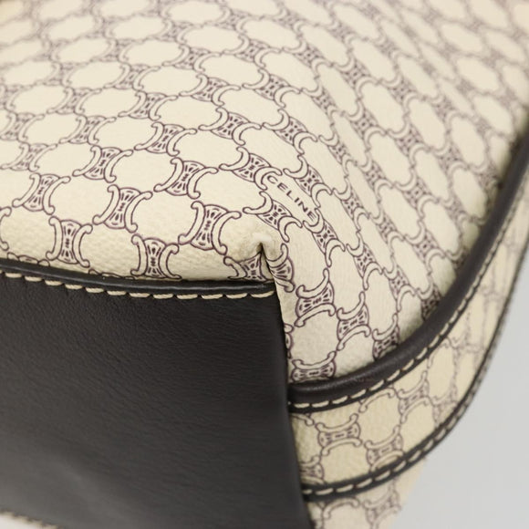 CELINE Macadam Canvas Shoulder Bag PVC Leather Ivory Gold Auth 185917A