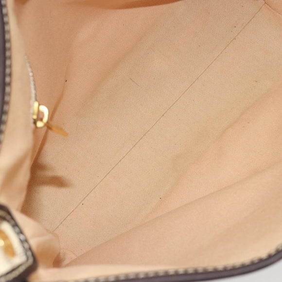 CELINE Macadam Canvas Shoulder Bag PVC Leather Ivory Gold Auth 185917A