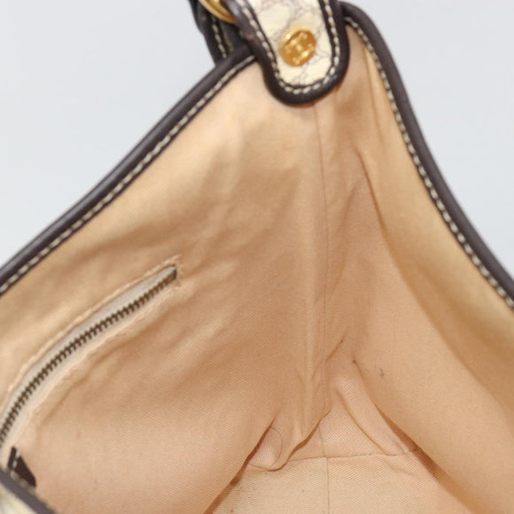 CELINE Macadam Canvas Shoulder Bag PVC Leather Ivory Gold Auth 185917A