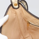 CELINE Macadam Canvas Shoulder Bag PVC Leather Ivory Gold Auth 185917A-18