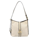 CELINE Macadam Canvas Shoulder Bag PVC Leather Ivory Gold Auth 185917A-2