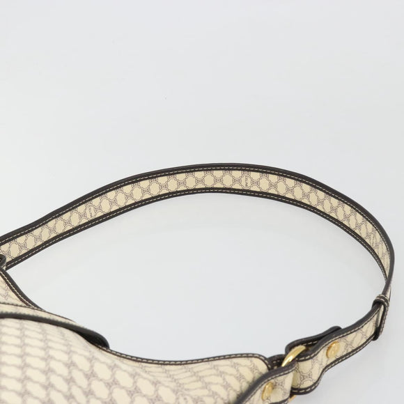CELINE Macadam Canvas Shoulder Bag PVC Leather Ivory Gold Auth 185917A