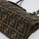 FENDI Zucca Canvas Mamma Baguette Hand Bag Black Brown Auth 185919-9