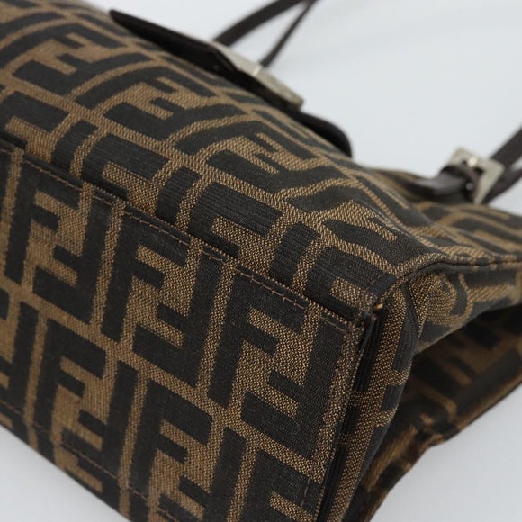 FENDI Zucca Canvas Mamma Baguette Hand Bag Black Brown Auth 185919
