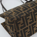 FENDI Zucca Canvas Mamma Baguette Hand Bag Black Brown Auth 185919-14
