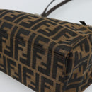 FENDI Zucca Canvas Mamma Baguette Hand Bag Black Brown Auth 185919-15
