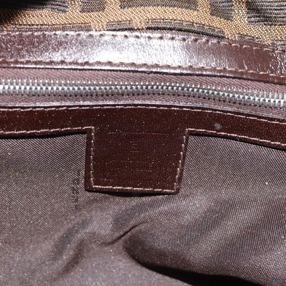 FENDI Zucca Canvas Mamma Baguette Hand Bag Black Brown Auth 185919