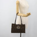 FENDI Zucca Canvas Mamma Baguette Hand Bag Black Brown Auth 185919-22