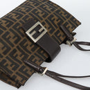 FENDI Zucca Canvas Mamma Baguette Hand Bag Black Brown Auth 185919-6