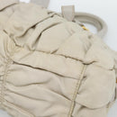 PRADA Gathered Hand Bag Nylon Beige Gold Auth 185921-9