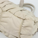PRADA Gathered Hand Bag Nylon Beige Gold Auth 185921-15