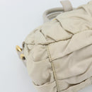 PRADA Gathered Hand Bag Nylon Beige Gold Auth 185921-16