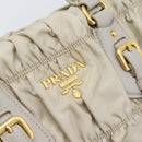 PRADA Gathered Hand Bag Nylon Beige Gold Auth 185921-18