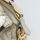 PRADA Gathered Hand Bag Nylon Beige Gold Auth 185921-10