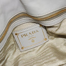 PRADA Gathered Hand Bag Nylon Beige Gold Auth 185921-19