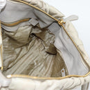 PRADA Gathered Hand Bag Nylon Beige Gold Auth 185921-20