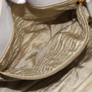 PRADA Gathered Hand Bag Nylon Beige Gold Auth 185921-23
