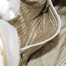 PRADA Gathered Hand Bag Nylon Beige Gold Auth 185921-24