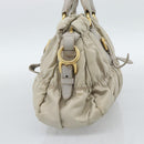 PRADA Gathered Hand Bag Nylon Beige Gold Auth 185921-4