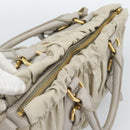 PRADA Gathered Hand Bag Nylon Beige Gold Auth 185921-6