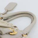 PRADA Gathered Hand Bag Nylon Beige Gold Auth 185921-8