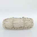 PRADA Gathered Hand Bag Nylon Beige Gold Auth 185921-5