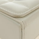 Christian Dior Canage Caro Shoulder Bag Lamb Skin White Silver Auth 185922SM-15