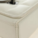 Christian Dior Canage Caro Shoulder Bag Lamb Skin White Silver Auth 185922SM-16