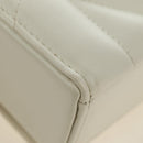 Christian Dior Canage Caro Shoulder Bag Lamb Skin White Silver Auth 185922SM-17