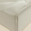Christian Dior Canage Caro Shoulder Bag Lamb Skin White Silver Auth 185922SM-18