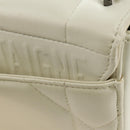 Christian Dior Canage Caro Shoulder Bag Lamb Skin White Silver Auth 185922SM-20