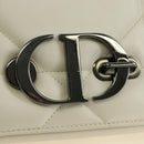 Christian Dior Canage Caro Shoulder Bag Lamb Skin White Silver Auth 185922SM-21