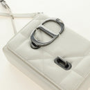 Christian Dior Canage Caro Shoulder Bag Lamb Skin White Silver Auth 185922SM-22